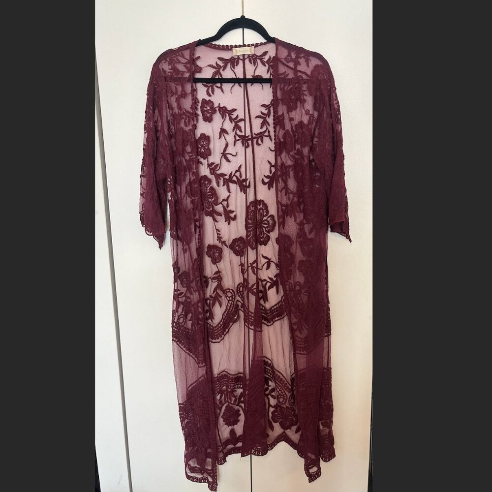 Altar'd State | Burgundy Lace Kimono | Sz Small/ Medium